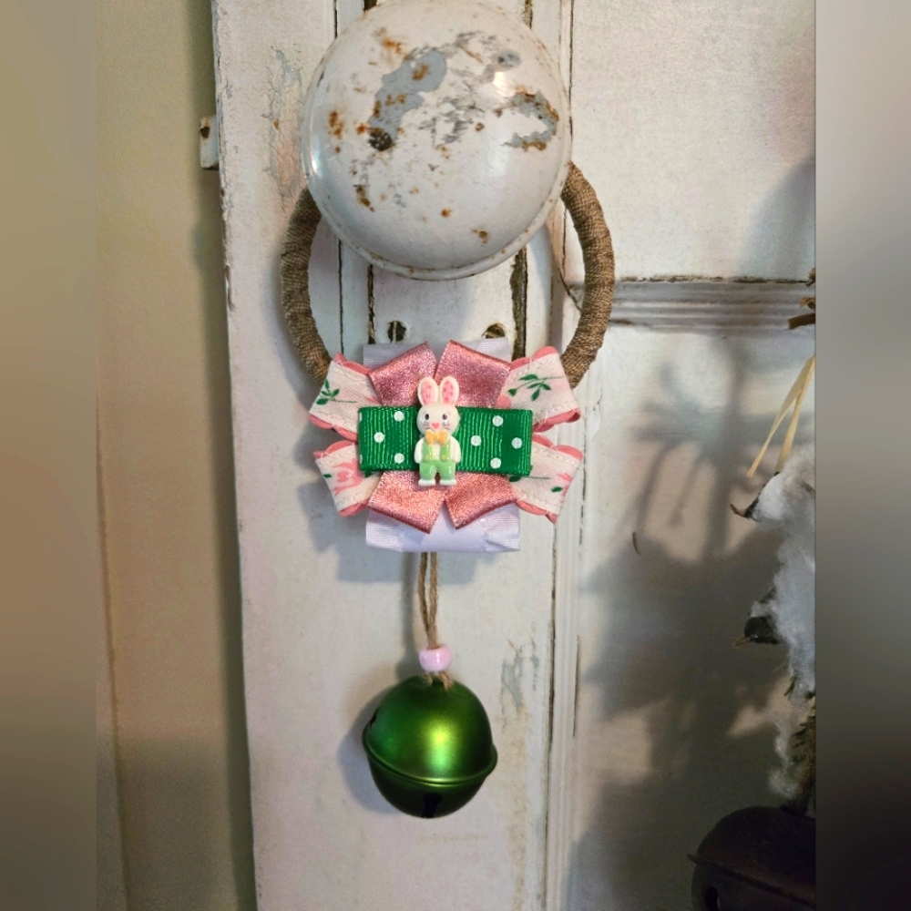 Easter Bunny Door Hanger Door Knob Hanger Floral Ribbon Door Decor Spring Decor